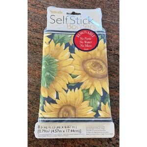 VTG Sunworthy Self Stick Wallpaper Border Sunflowers 5 Yards Boho Cottage